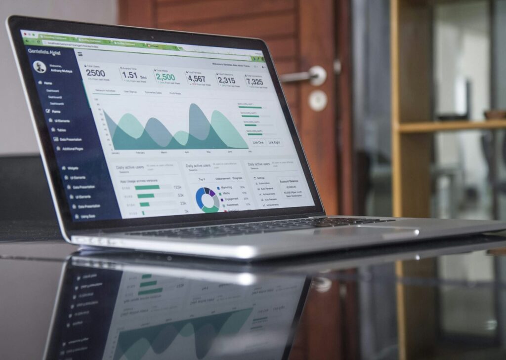 Analytics dashboard representing connected business apps